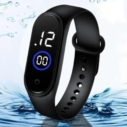 Latest  M4 LED Watch Digital Sports Bracelet for Boys & Girls – Waterproof Touch Display – Random Band Color (Without Box)